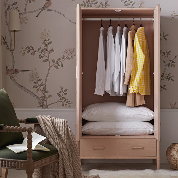 Elstowe Faux Bamboo Double Wardrobe, Nude Pink