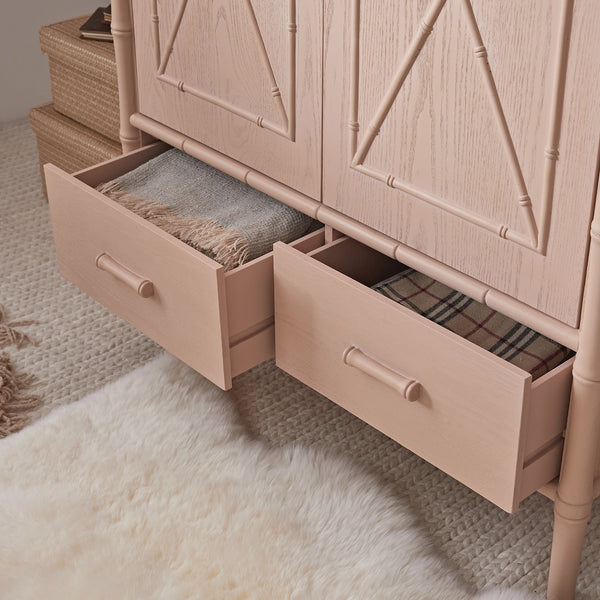 Elstowe Faux Bamboo Double Wardrobe, Nude Pink