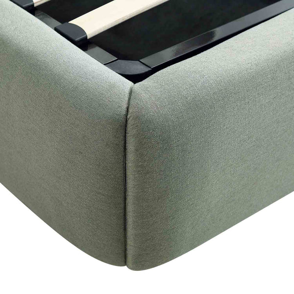 Constance Winged Headboard Ottoman Storage Bed, Olive Linen