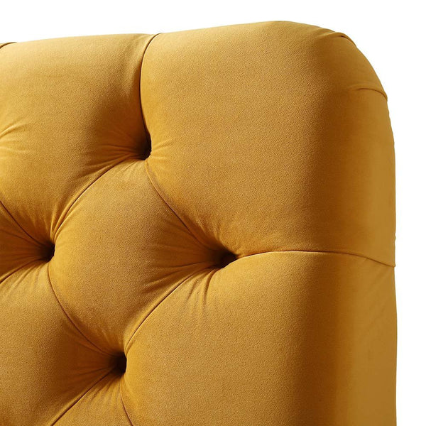 Leamington Deep-Buttoned Upholstered Bed, Turmeric Yellow Velvet