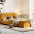 Leamington Deep - Buttoned Upholstered Bed, Turmeric Yellow Velvet - daals