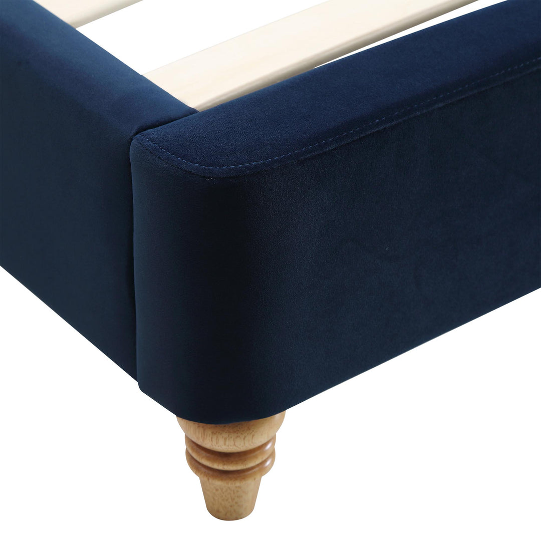 Leamington Deep-Buttoned Upholstered Bed, Midnight Blue Velvet | daals