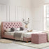 Leamington Deep - Buttoned Upholstered Bed, Rosewater Pink Fabric - daals