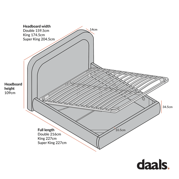 Luella Upholstered Wooden Plinth Base Storage Bed, Ecru Boucle