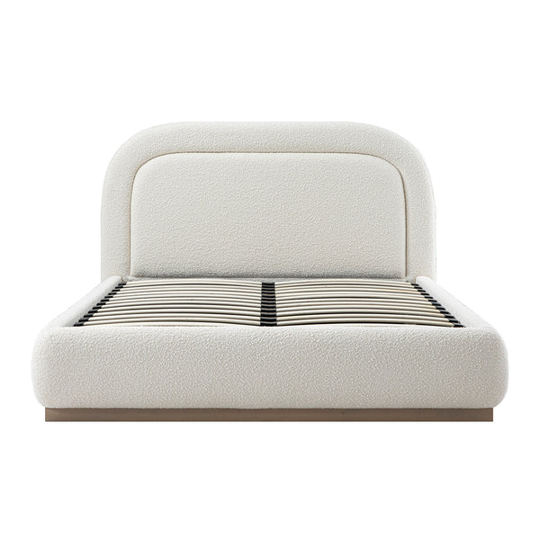 Luella Upholstered Wooden Plinth Base Storage Bed, Ecru Boucle
