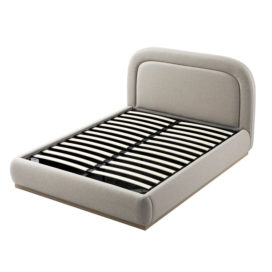 Luella Upholstered Wooden Plinth Base Storage Bed, Sand Fabric