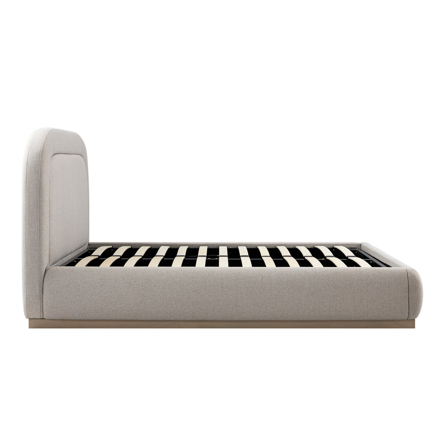 Luella Upholstered Wooden Plinth Base Storage Bed, Sand Fabric