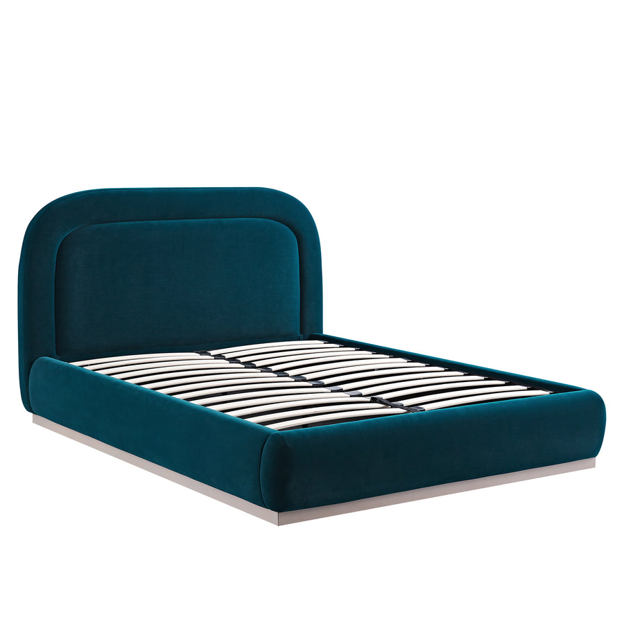 Luella Upholstered Wooden Plinth Base Storage Bed, Teal Velvet
