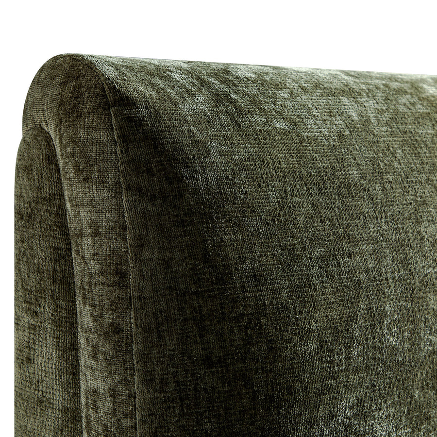 Thera Pillow Headboard Upholstered Bed, Moss Green Chenille - daals
