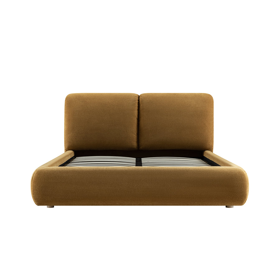 Thera Pillow Headboard Upholstered Bed, Burnt Ochre Chenille - daals
