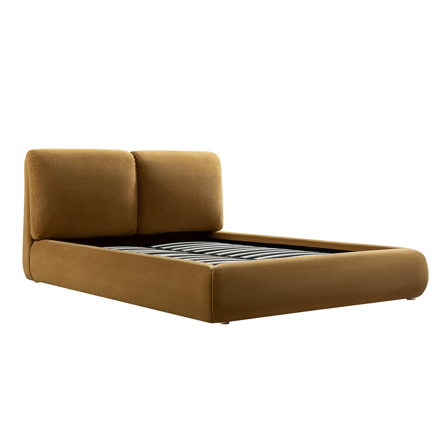 Thera Pillow Headboard Upholstered Bed, Burnt Ochre Chenille - daals