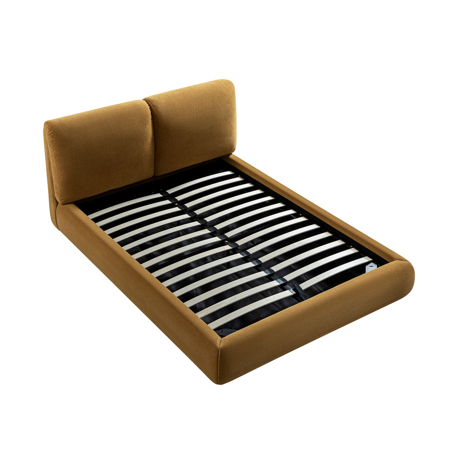 Thera Pillow Headboard Upholstered Bed, Burnt Ochre Chenille - daals