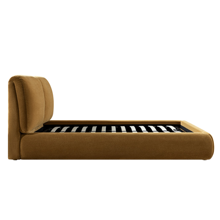 Thera Pillow Headboard Upholstered Bed, Burnt Ochre Chenille - daals