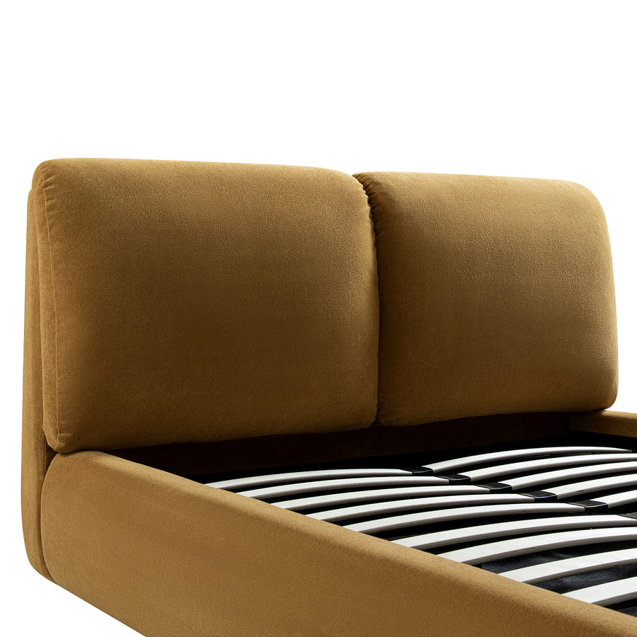 Thera Pillow Headboard Upholstered Bed, Burnt Ochre Chenille - daals