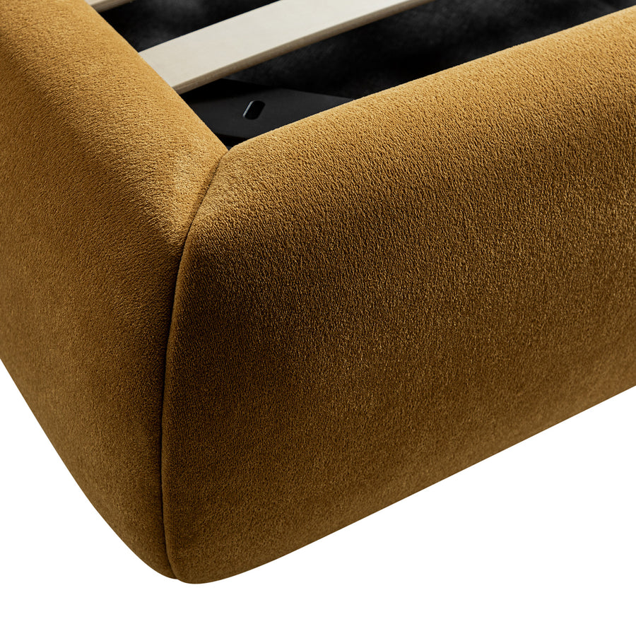 Thera Pillow Headboard Upholstered Bed, Burnt Ochre Chenille - daals