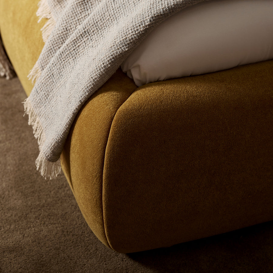Thera Pillow Headboard Upholstered Bed, Burnt Ochre Chenille - daals