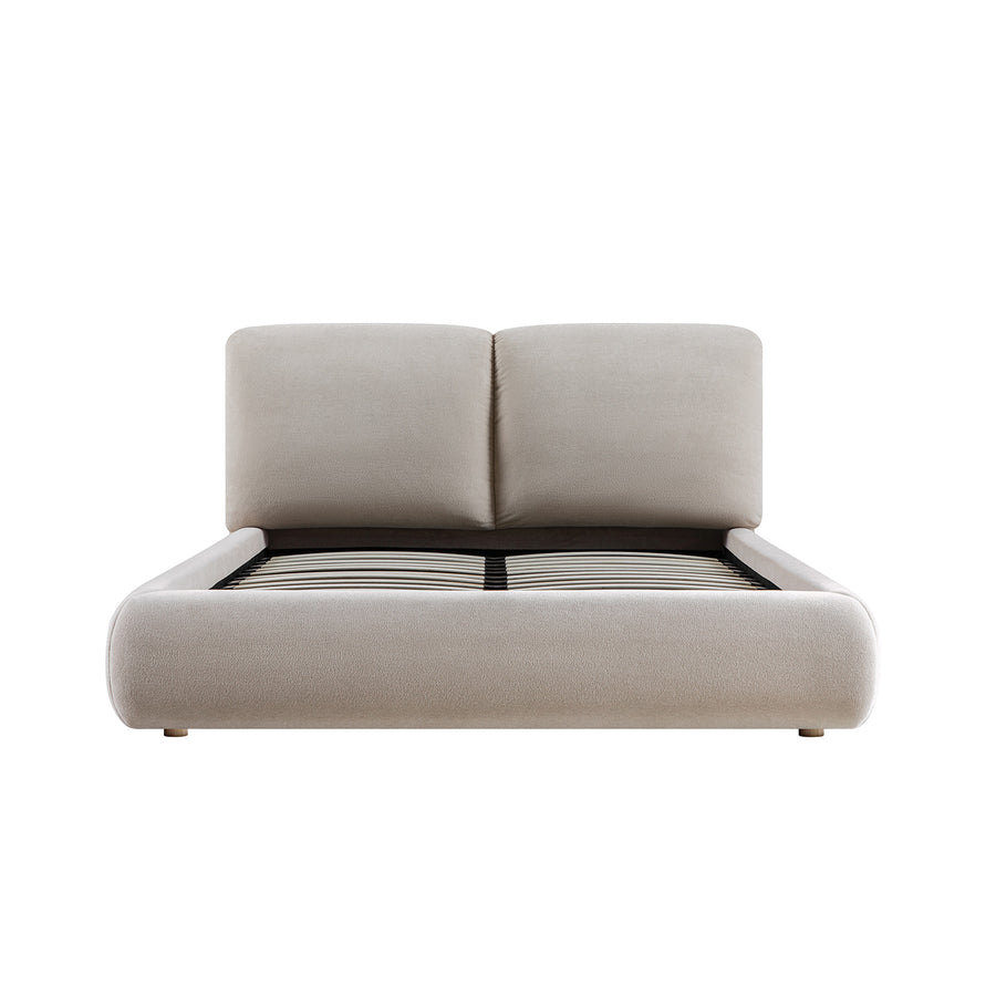 Thera Pillow Headboard Upholstered Bed, Fawn Chenille - daals