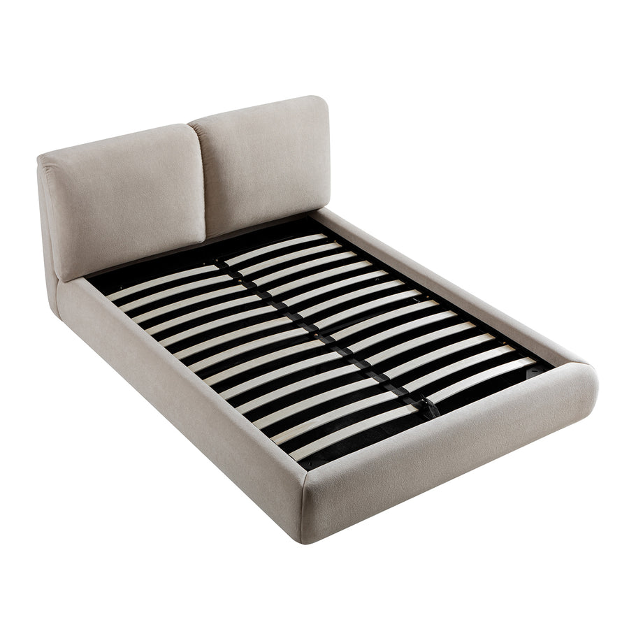 Thera Pillow Headboard Upholstered Bed, Fawn Chenille - daals