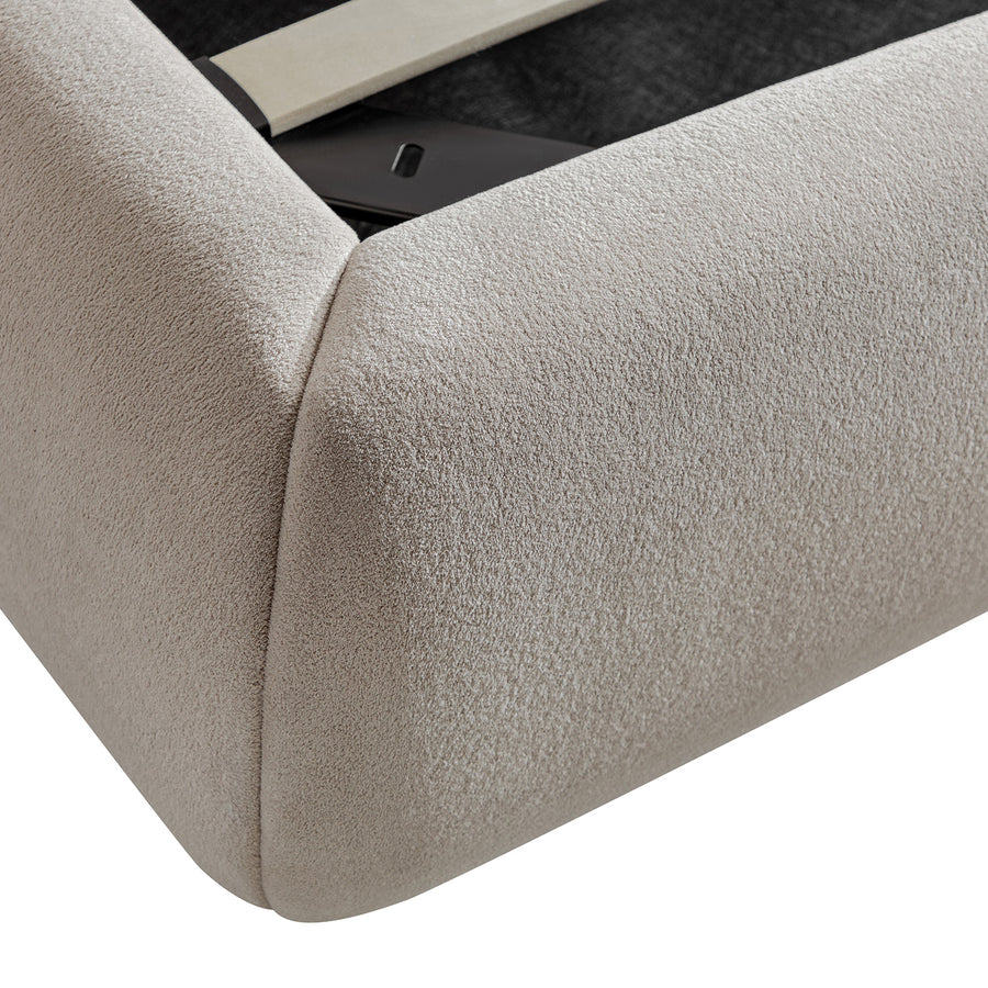Thera Pillow Headboard Upholstered Bed, Fawn Chenille - daals