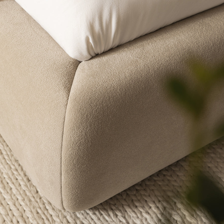 Thera Pillow Headboard Upholstered Bed, Fawn Chenille - daals