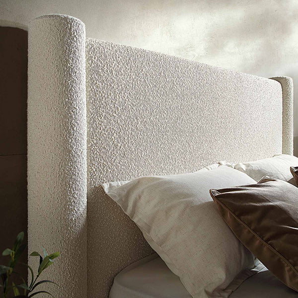 Galerie Beige Boucle Pillar Upholstered Bed