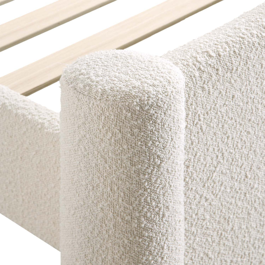 Galerie Beige Boucle Pillar Upholstered Bed