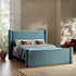 Galerie Misty Blue Velvet Pillar Upholstered Bed
