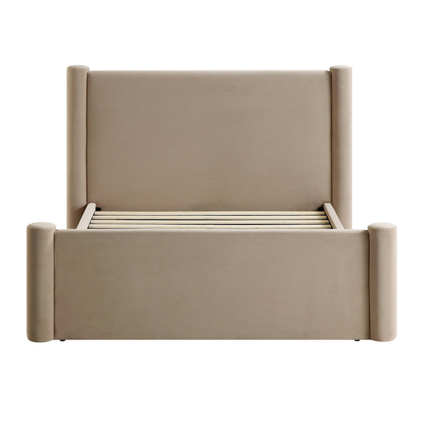Galerie Taupe Velvet Pillar Upholstered Bed