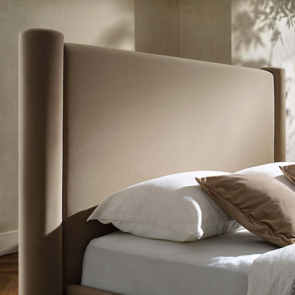 Galerie Taupe Velvet Pillar Upholstered Bed