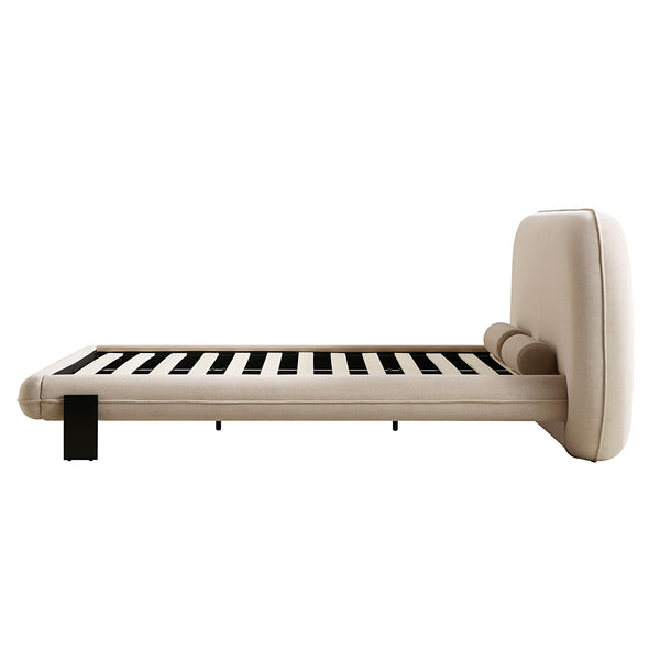 Elystan Oval Headboard Upholstered Bed, Warm Beige Fabric