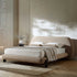 Elystan Oval Headboard Upholstered Bed, Warm Beige Fabric - daals