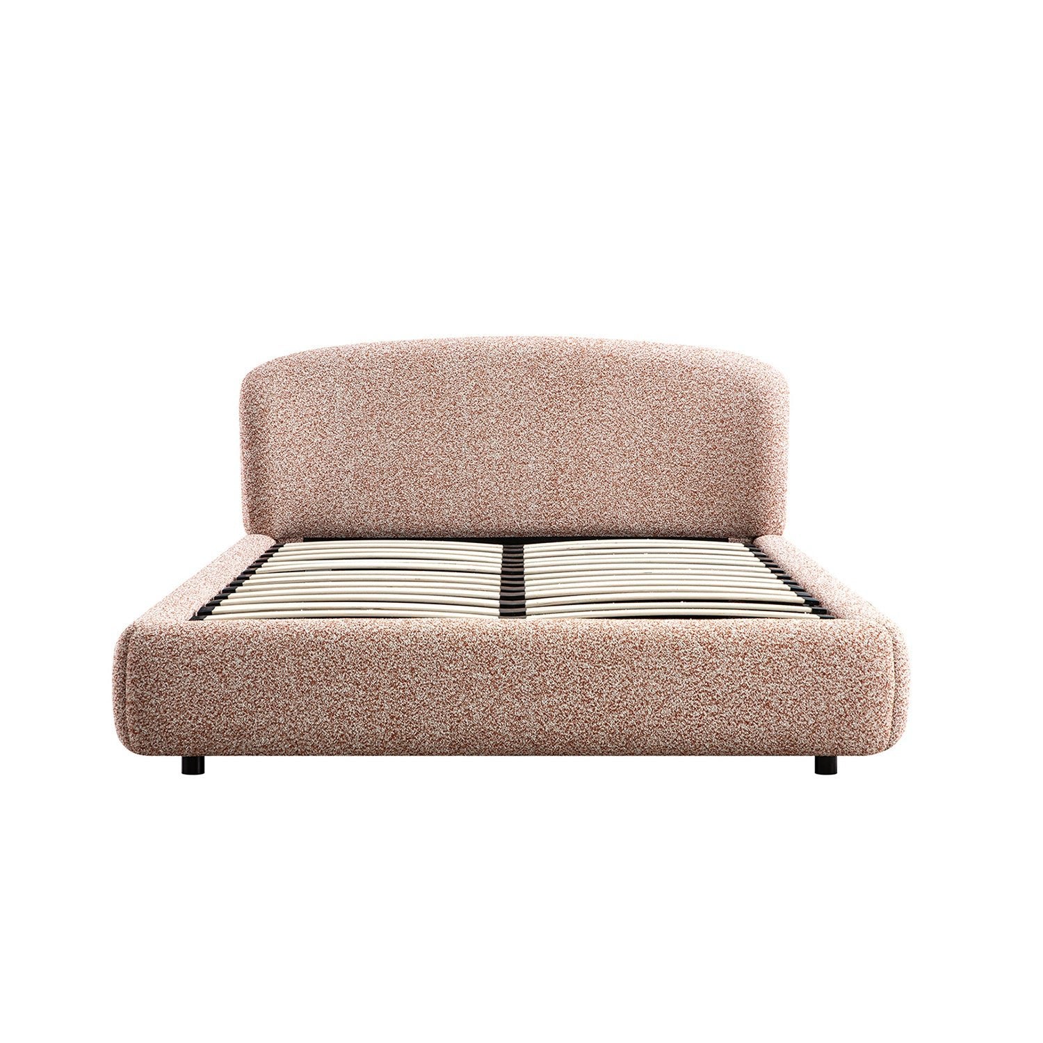Constance Winged Headboard Ottoman Storage Bed, Musk Blush Boucle