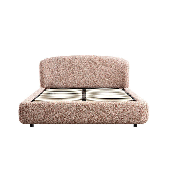 Constance Winged Headboard Ottoman Storage Bed, Musk Blush Boucle