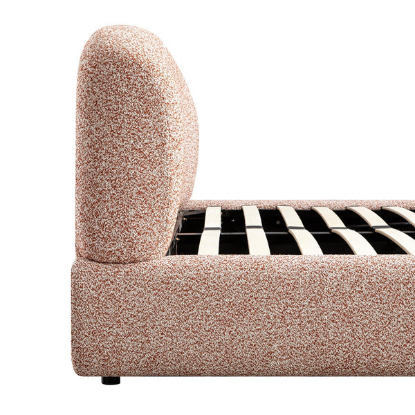 Constance Winged Headboard Ottoman Storage Bed, Musk Blush Boucle