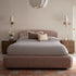 Constance Winged Headboard Ottoman Storage Bed, Musk Blush Boucle - daals
