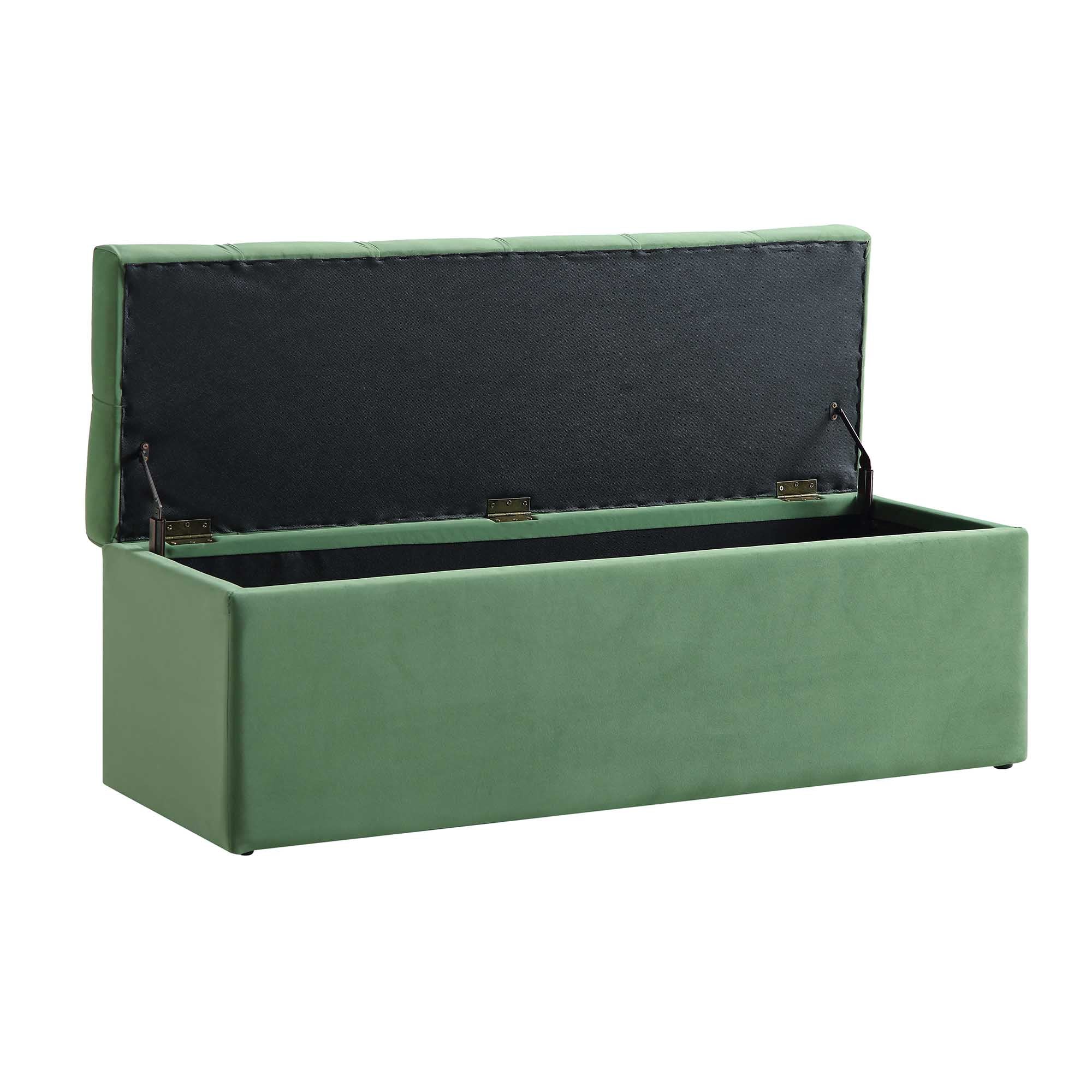 Leamington Deep-Buttoned Ottoman Storage Bench, Meadow Green
