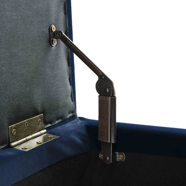Leamington Deep-Buttoned Ottoman Storage Bench, Midnight Blue Velvet