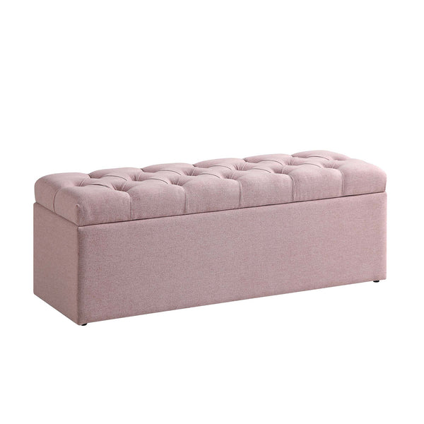 Leamington Deep-Buttoned Ottoman Storage Bench, Rosewater Pink Fabric