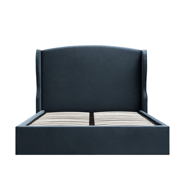 Kimberly Winged Upholstered Storage Bed, Aegean Blue Velvet