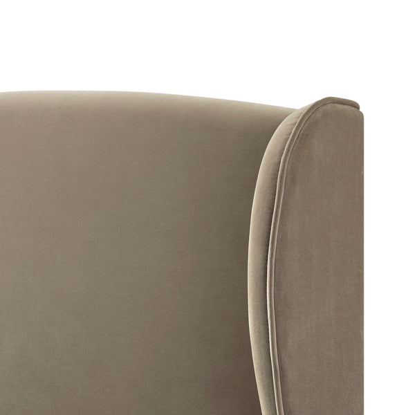 Kimberly Winged Upholstered Storage Bed, Taupe Velvet