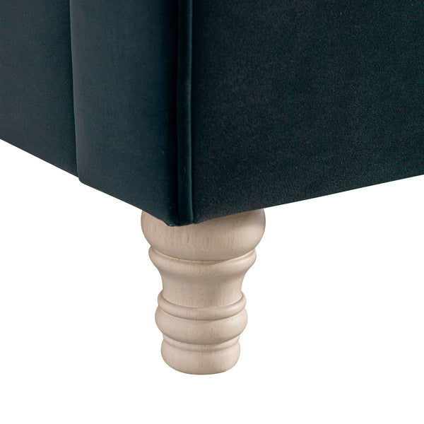 Porchester Ottoman Storage Sleigh Bed, Aegean Blue Velvet