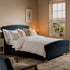 Porchester Ottoman Storage Sleigh Bed, Aegean Blue Velvet - daals