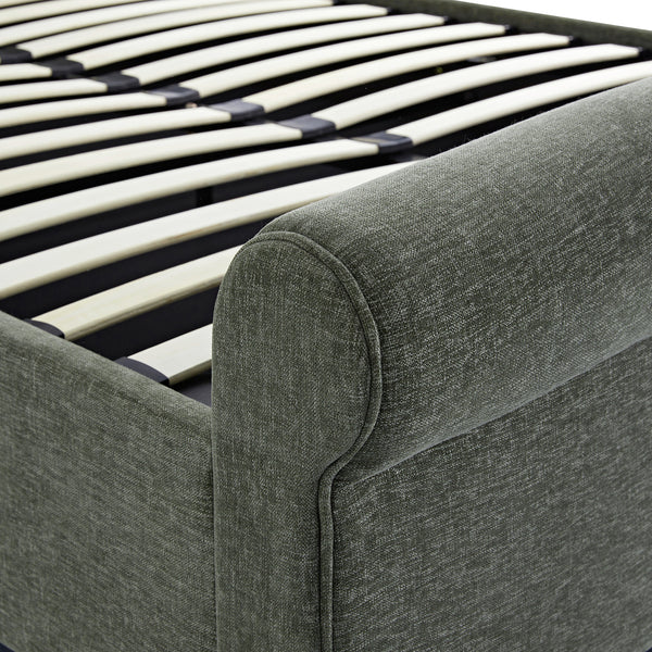 Porchester Ottoman Storage Sleigh Bed, Forest Green Chenille
