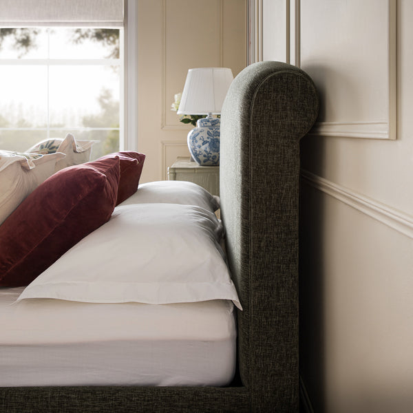 Porchester Ottoman Storage Sleigh Bed, Forest Green Chenille