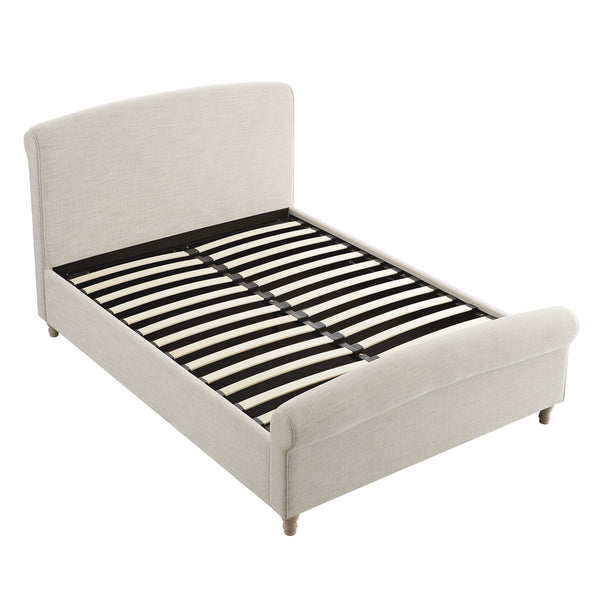 Porchester Ottoman Storage Sleigh Bed, Oatmeal Woven Textured Fabric