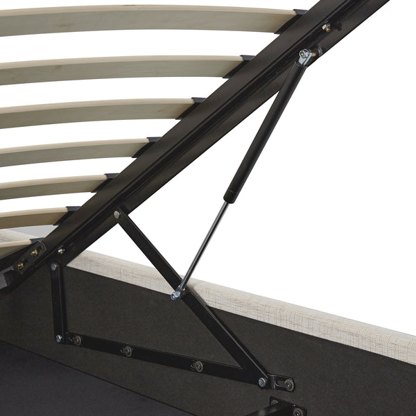 Porchester Ottoman Storage Sleigh Bed, Oatmeal Woven Textured Fabric