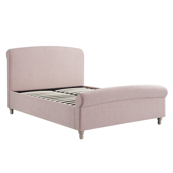 Porchester Ottoman Storage Sleigh Bed, Rosewater Pink Fabric