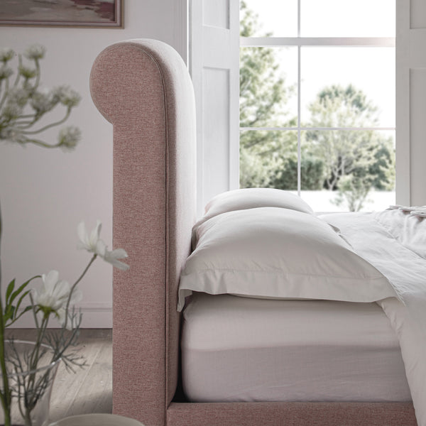 Porchester Ottoman Storage Sleigh Bed, Rosewater Pink Fabric