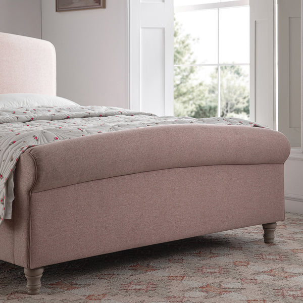 Porchester Ottoman Storage Sleigh Bed, Rosewater Pink Fabric
