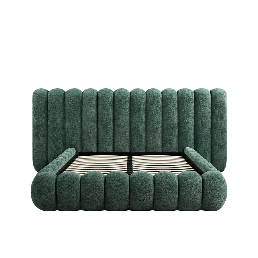 Sebastian Grand Storage Bed, Forest Green Teddy Bouclé